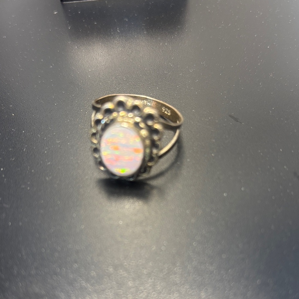 Source Unknown Silver Ring with Iridescent Stone